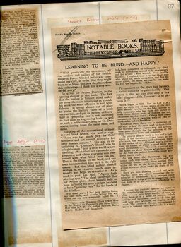 Newspaper cuttings relating to blind people and activities