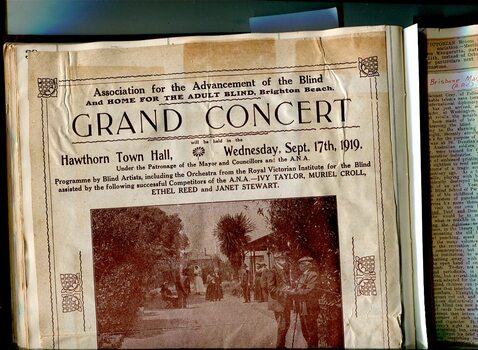 Concert program featuring blind musicians and singers