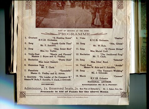 Concert program featuring blind musicians and singers