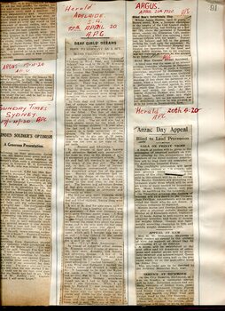 Newspaper cuttings relating to blind people and activities