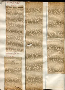 Newspaper cuttings relating to blind people and activities