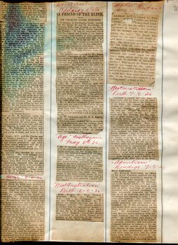 Newspaper cuttings relating to blind people and activities