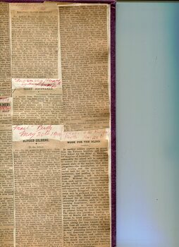 Newspaper cuttings relating to blind people and activities