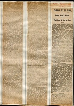 Newspaper cuttings relating to blind people and activities