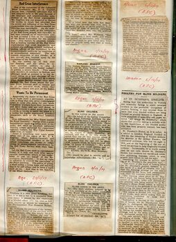 Newspaper cuttings relating to blind people and activities