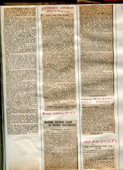 Newspaper cuttings relating to blind people and activities