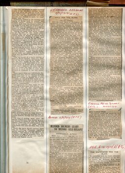 Newspaper cuttings relating to blind people and activities