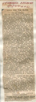 Newspaper cuttings relating to blind people and activities