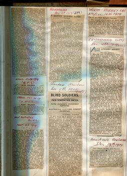 Newspaper cuttings relating to blind people and activities
