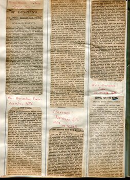 Newspaper cuttings relating to blind people and activities