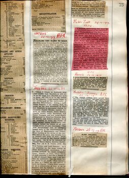 Newspaper cuttings relating to blind people and activities