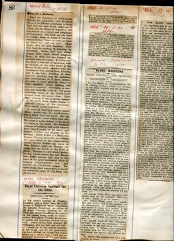 Newspaper cuttings relating to blind people and activities