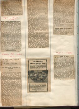 Newspaper cuttings relating to blind people and activities
