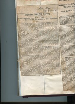 Newspaper cuttings relating to blind people and activities