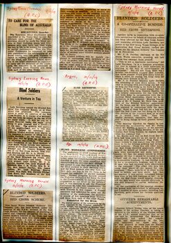 Newspaper cuttings relating to blind people and activities
