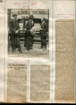 Newspaper cuttings relating to blind people and activities