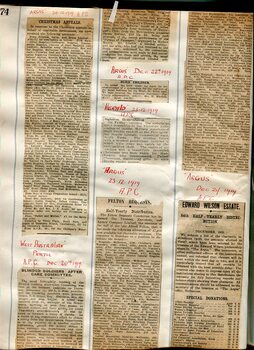 Newspaper cuttings relating to blind people and activities