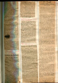 Newspaper cuttings relating to blind people and activities