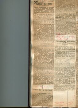Newspaper cuttings relating to blind people and activities