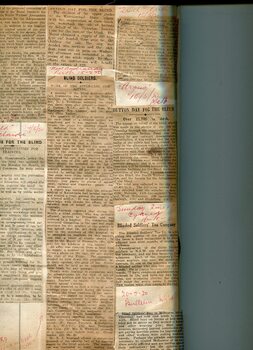 Newspaper cuttings relating to blind people and activities
