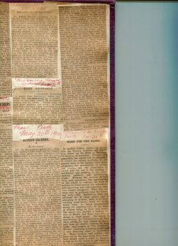 Newspaper cuttings relating to blind people and activities