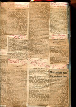 Newspaper cuttings relating to blind people and activities