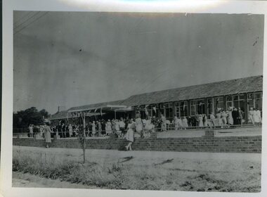 Rear view of crowd outside Mirridong