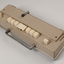 Beige rectangle box with cream buttons and silver return lever