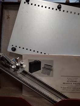 Braille writer with case and backboard, and instruction manual