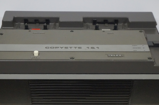 Brown cassette duplicator with spools for 'Master' and 'Original'