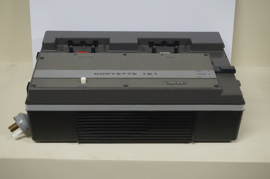 Brown cassette duplicator with spools for 'Master' and 'Original'