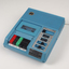 Blue plastic rectangular talking book player with buttons for navigational controls
