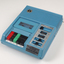 Blue plastic rectangular talking book player with buttons for navigational controls