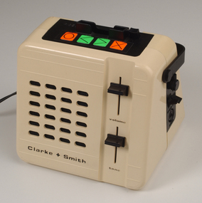 Plastic cream toaster shaped box with with buttons and levers