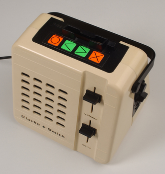 Plastic cream toaster shaped box with with buttons and levers