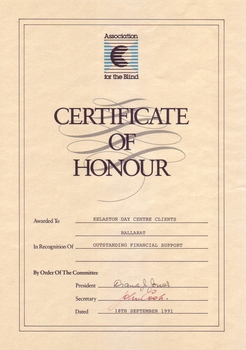Buff colour page with coloured writing