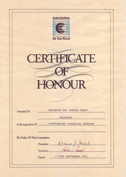 Buff colour page with coloured writing