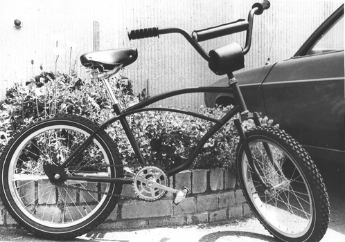 Boys bike in the carpark at Mitchell Cycles manufacturing