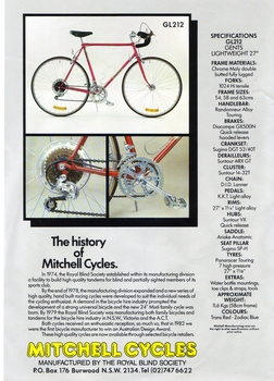 A4 sized flyer with pictures and information on Gents bike