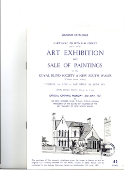 Front cover with illustration of William Street building
