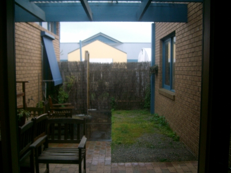 Outside courtyard located between two rooms