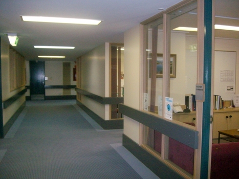 View along back corridor towards plant room