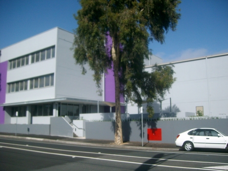 Side view of front admin block from Macaulay Road