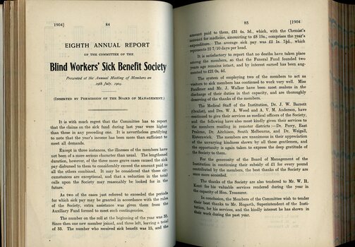 Annual report of the Blind Workers' Sick Benefit Society