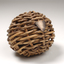 Braided wicker in ball shape with miniature metal shield attached