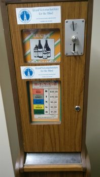Close up of labelling on front of machine