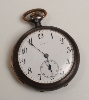 Tarnished fob pocket watch with Braille markings