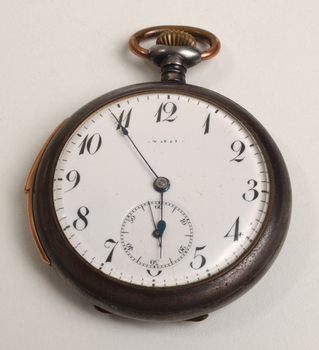 Tarnished fob pocket watch with Braille markings