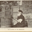 Older man sitting outside trimming the ends from a cane basket