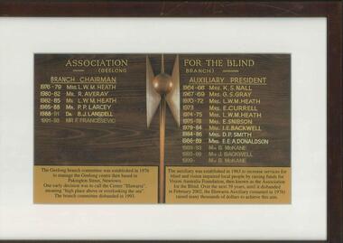 Gold lettering on brown board with old Guiding Light symbol